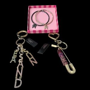 Victoria’s Secret Collection of Two Bag Charms and Two Bangles with Rhinestones